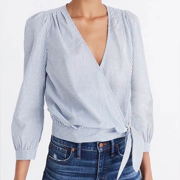 Madewell Striped Wrap Top - Picture 1 of 6